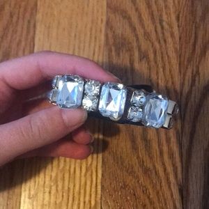 Black Leather and Chrystal Wrap Bracelet